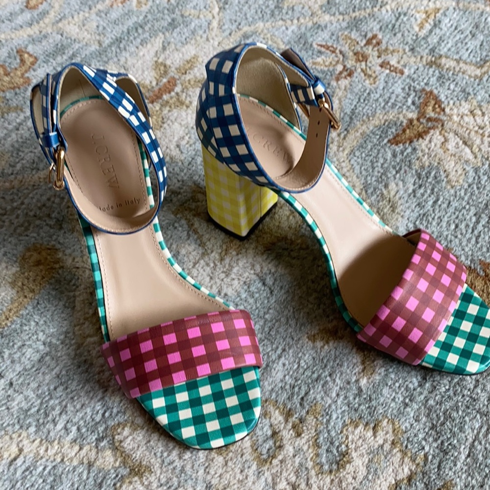 J Crew gingham sandals - size 7